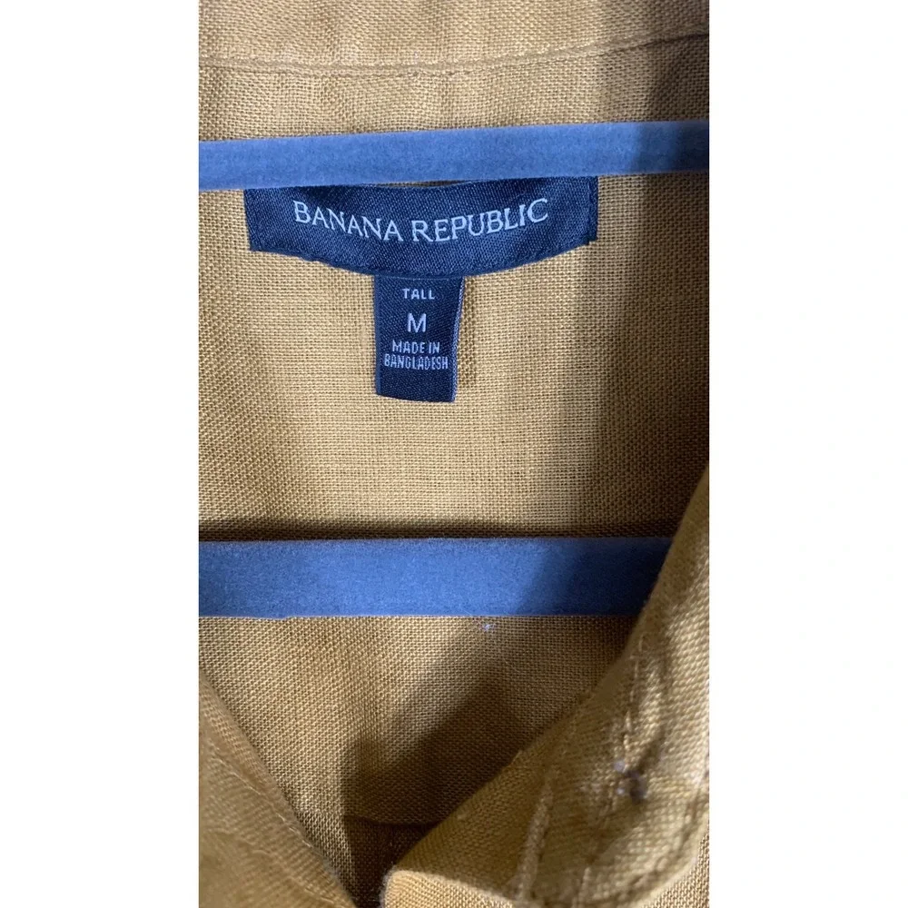 Banana Republic Linen Utility Romper Ochre Yellow Belted Safari  M Tall
